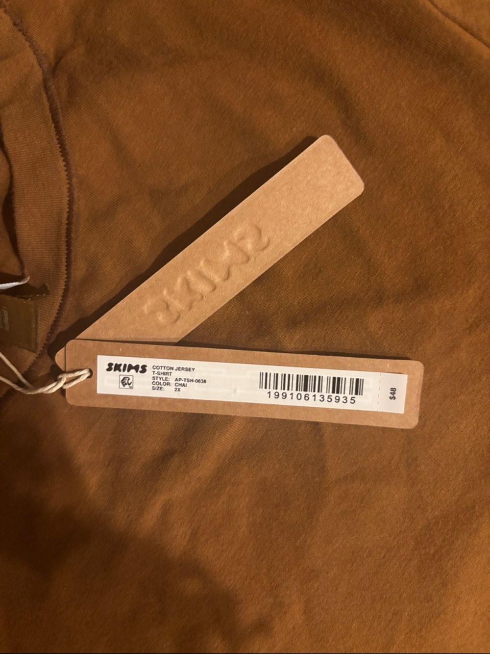 SKIMS Cotton Jersey T-Shirt • NWT •Never Worn •Chai (Tan) • 2X - Picture 3 of 4